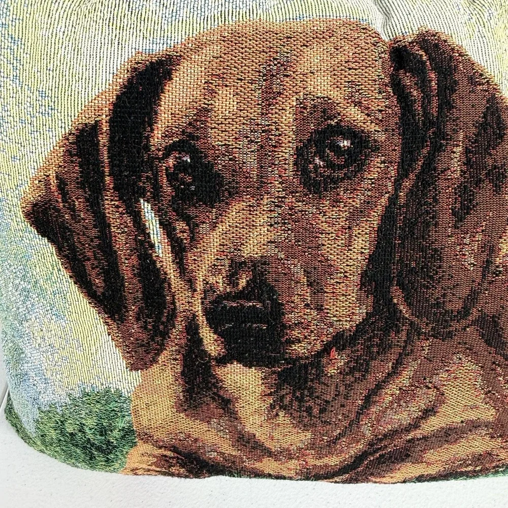 Vtg Dachshund Weiner Dog Sausage Tapestry‎ Throw Pillow Linda Picken Cottagecore